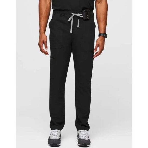 Figs men’s XL Cairo Cargo black Scrub Pants zipper fly drawstring uniform - Picture 1 of 5